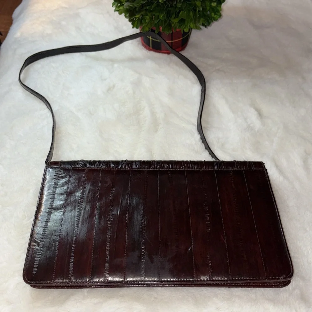 Genuine Luxury EEL Skin Purse w/ Strap Converts to Clutch Bag - Picture 4 of 15